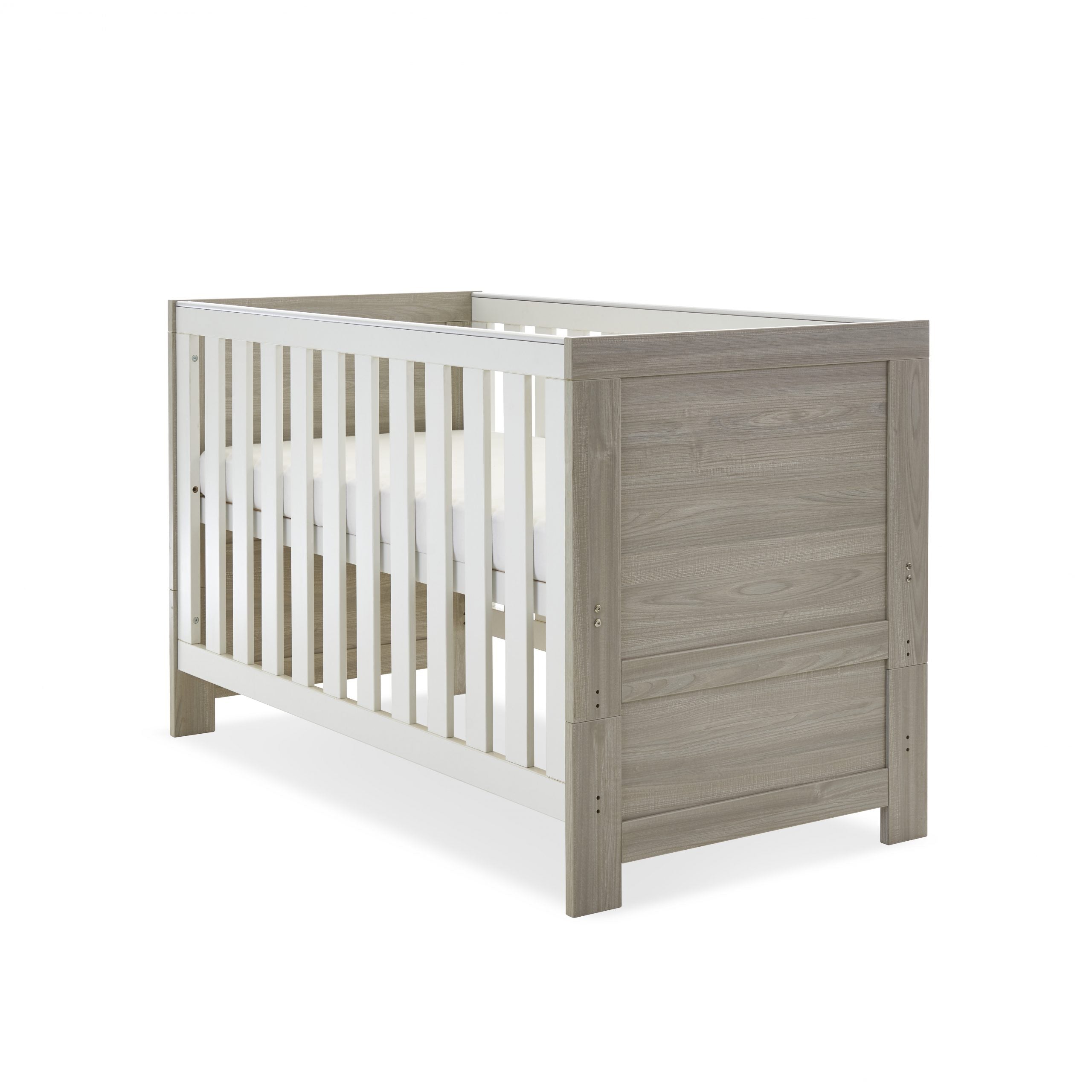 Obaby Nika Cot Bed - Grey Wash with White