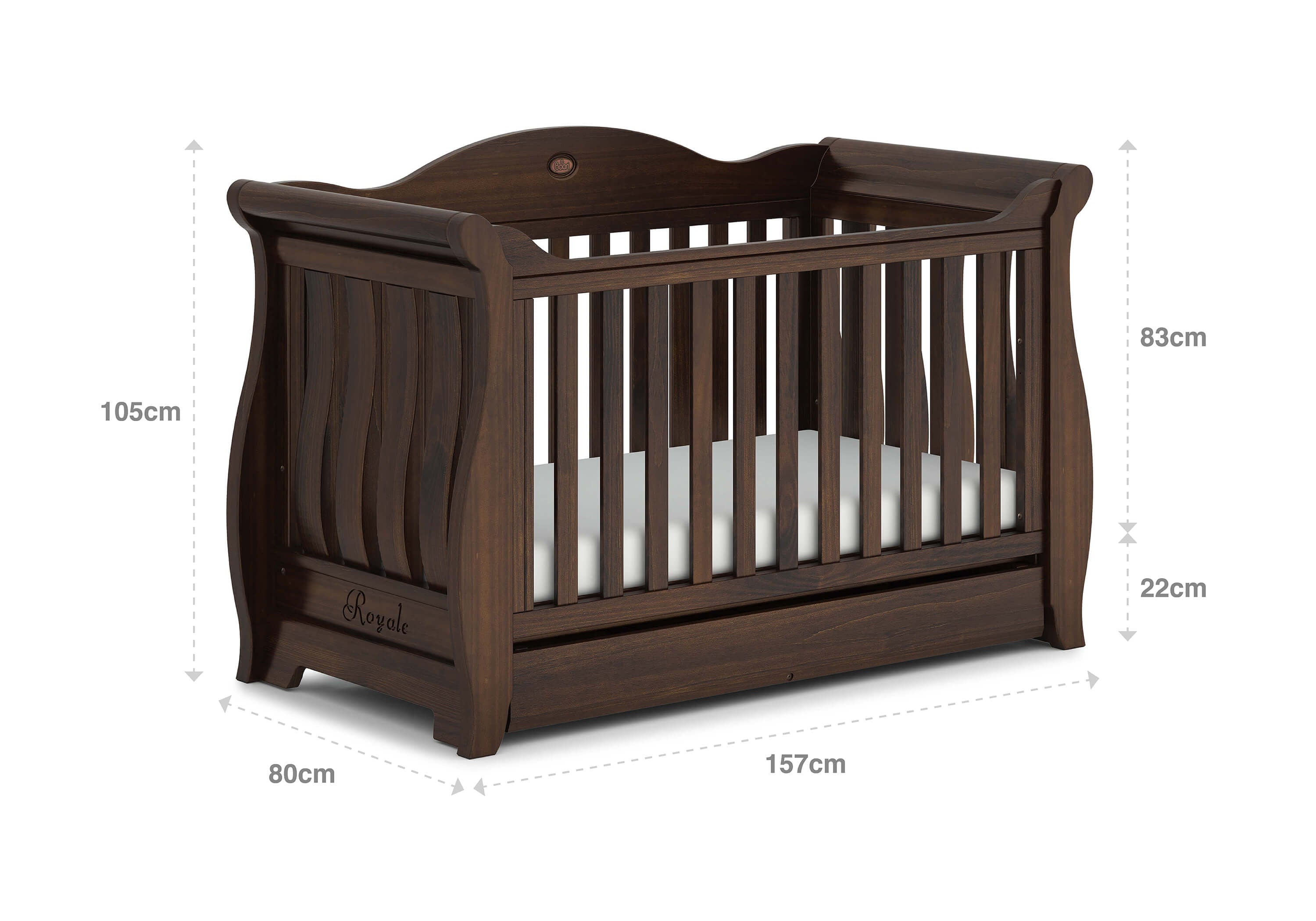 Boori Sleigh Royale Cot Bed - Coffee