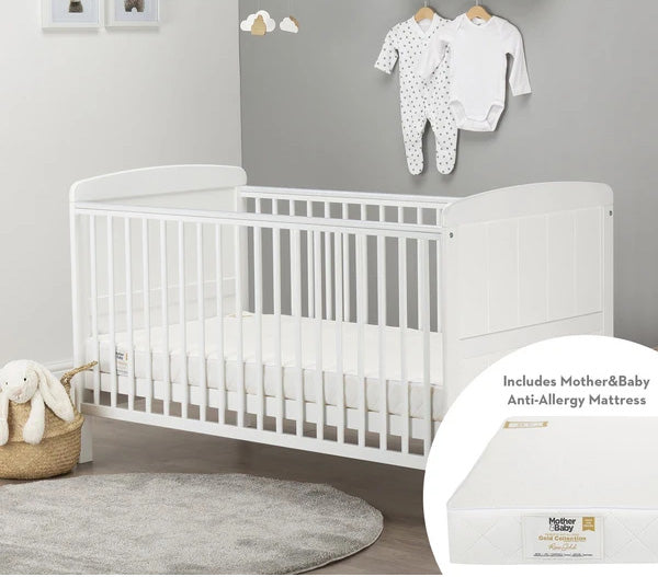 Cuddleco Juliet Cot Bed White + Signature Hypo-Allergenic Bamboo Pocket Sprung Cot Bed Mattress