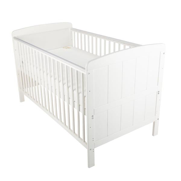 Cuddleco Juliet Cot Bed White + Mother&Baby Rose Gold Anti-Allergy Sprung Cot Bed Mattress