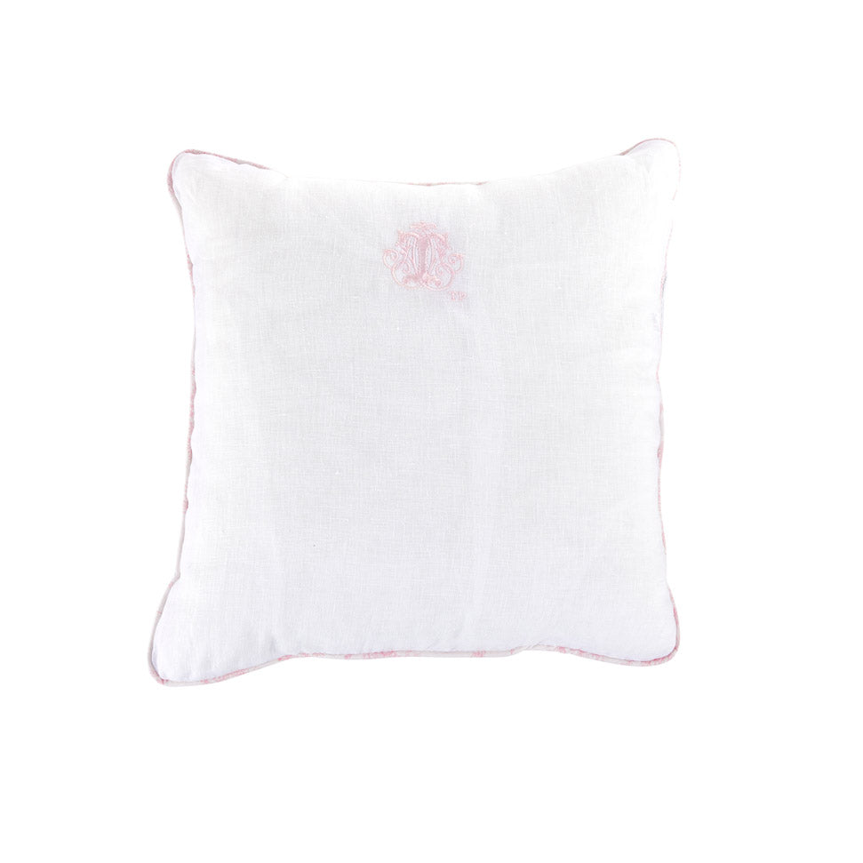 Theophile & Patachou Embroidered Cushion in Cotton - Sweet Pink