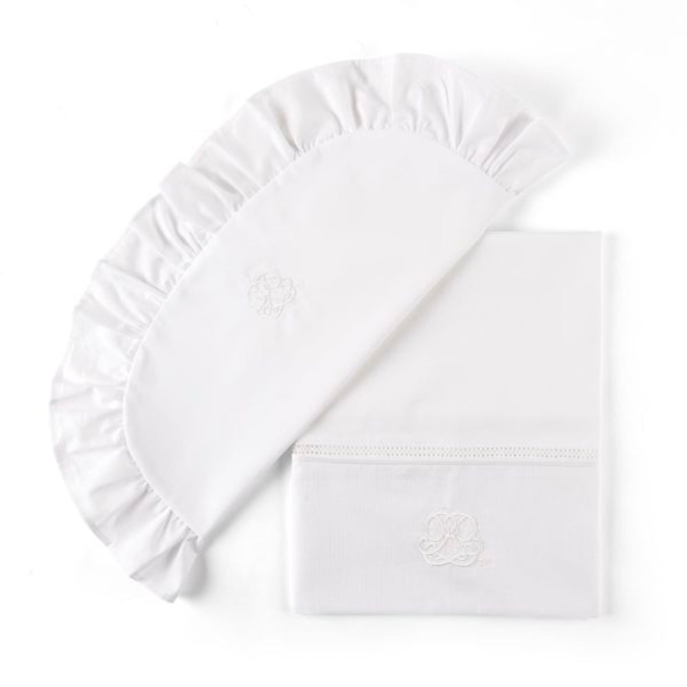 Theophile & Patachou Cradle Sheet & Pillowcase - Cotton White