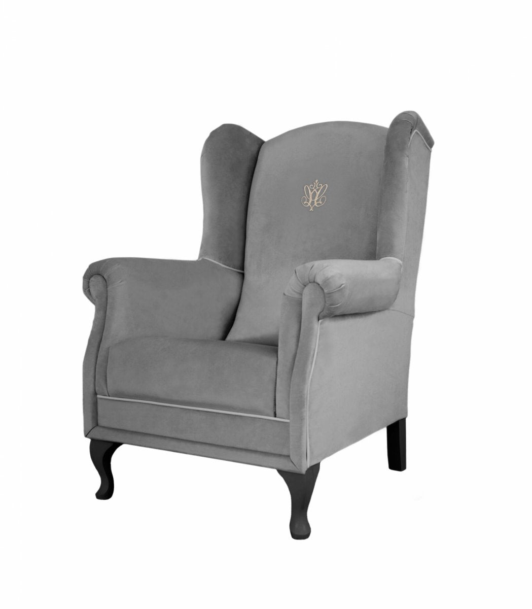 Anthracite Armchair with an Emblem