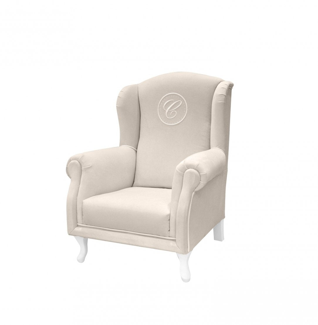 Beige Mini Armchair with Emblem
