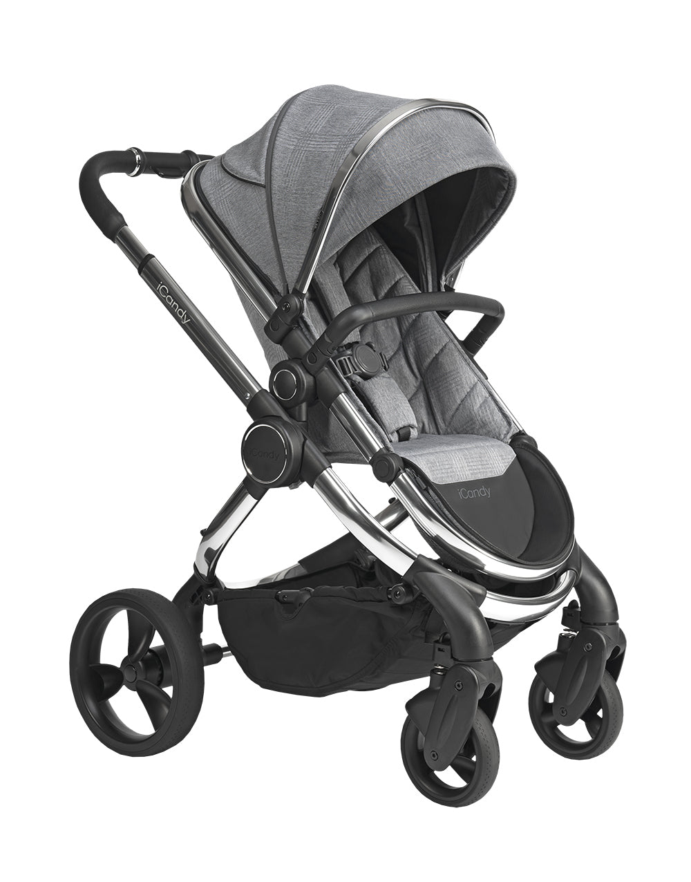 iCandy Peach Pushchair and Carrycot - Chrome Light Grey Check