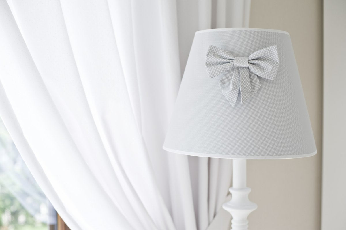 Grey Cube Floor Lamp with Bow and Decorative Leg