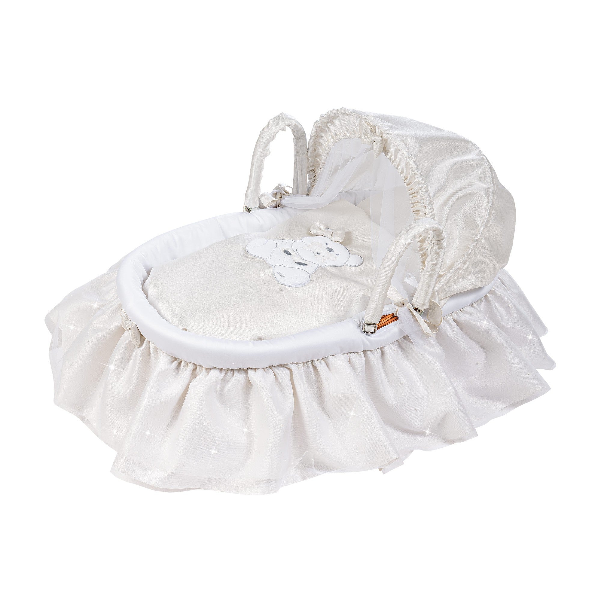 Willow Moses Basket with Coverlet - White Snow