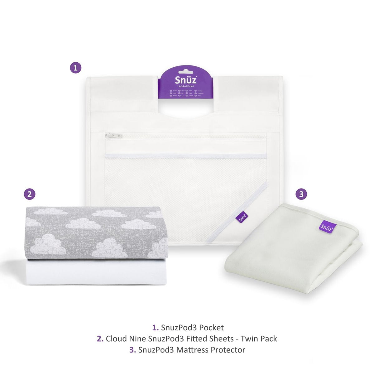 Snuz Essential Bundle Pack for SnuzPod - White