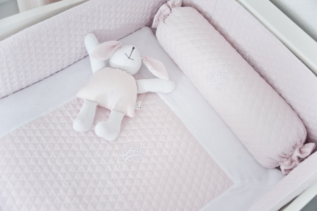 Baby Pink Quilted Bolster with Embroidery