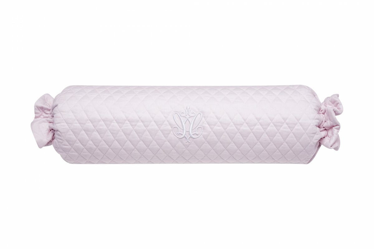 Baby Pink Quilted Bolster with Embroidery