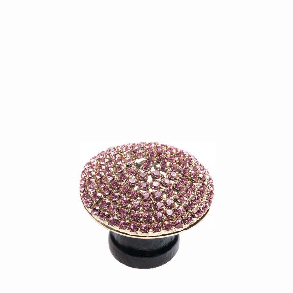 Romina Round Crystal Dome - Gold With Pink Stone