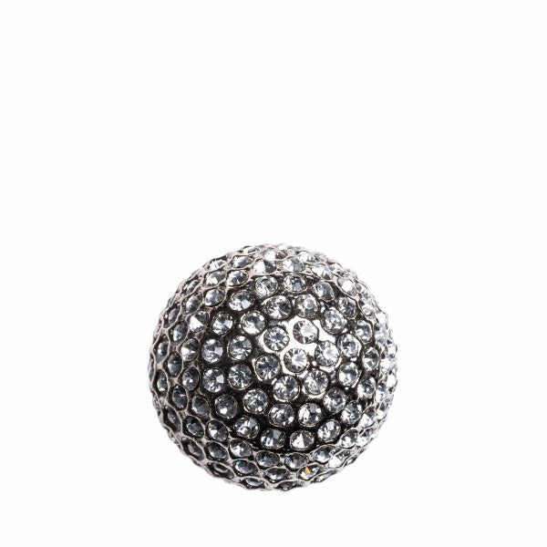 Romina Crystal & Metal Ball - Silver With White Stone