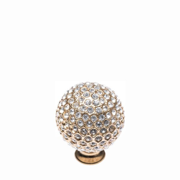 Romina Crystal & Metal Ball - Gold With White Stone