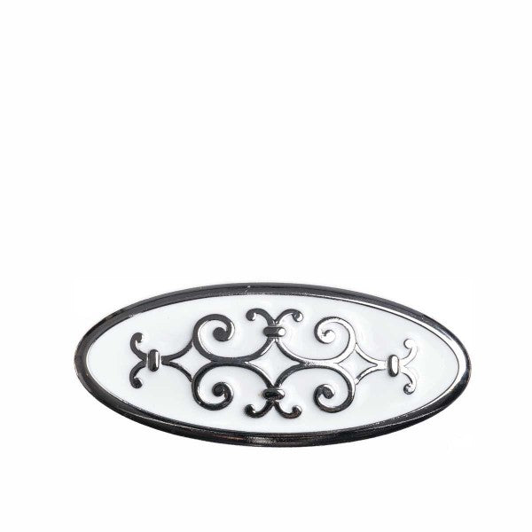 Romina Oval Italian Handle - Silver With White Porcelain
