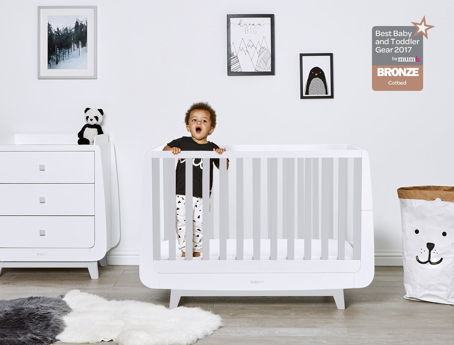 SnuzKot Luxe 2 Piece Nursery Furniture Set - Grey