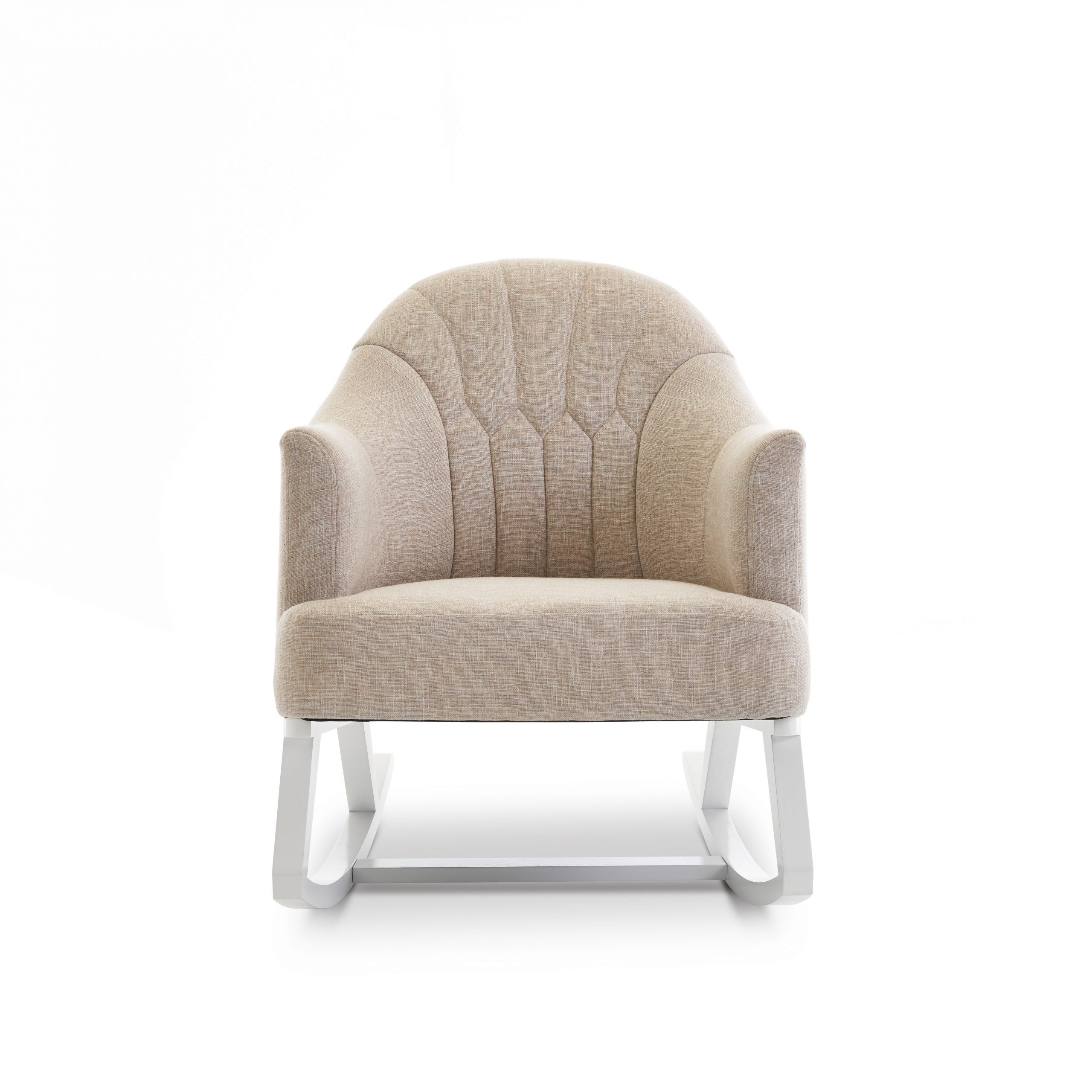 Obaby Round Back Rocking Chair - White with Oatmeal Cushion
