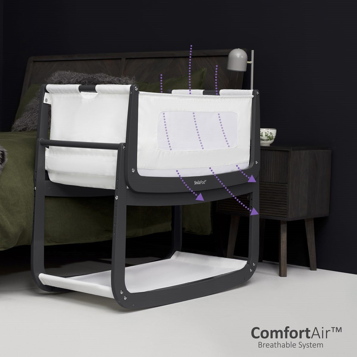 SnuzPod4 Bedside Crib Slate