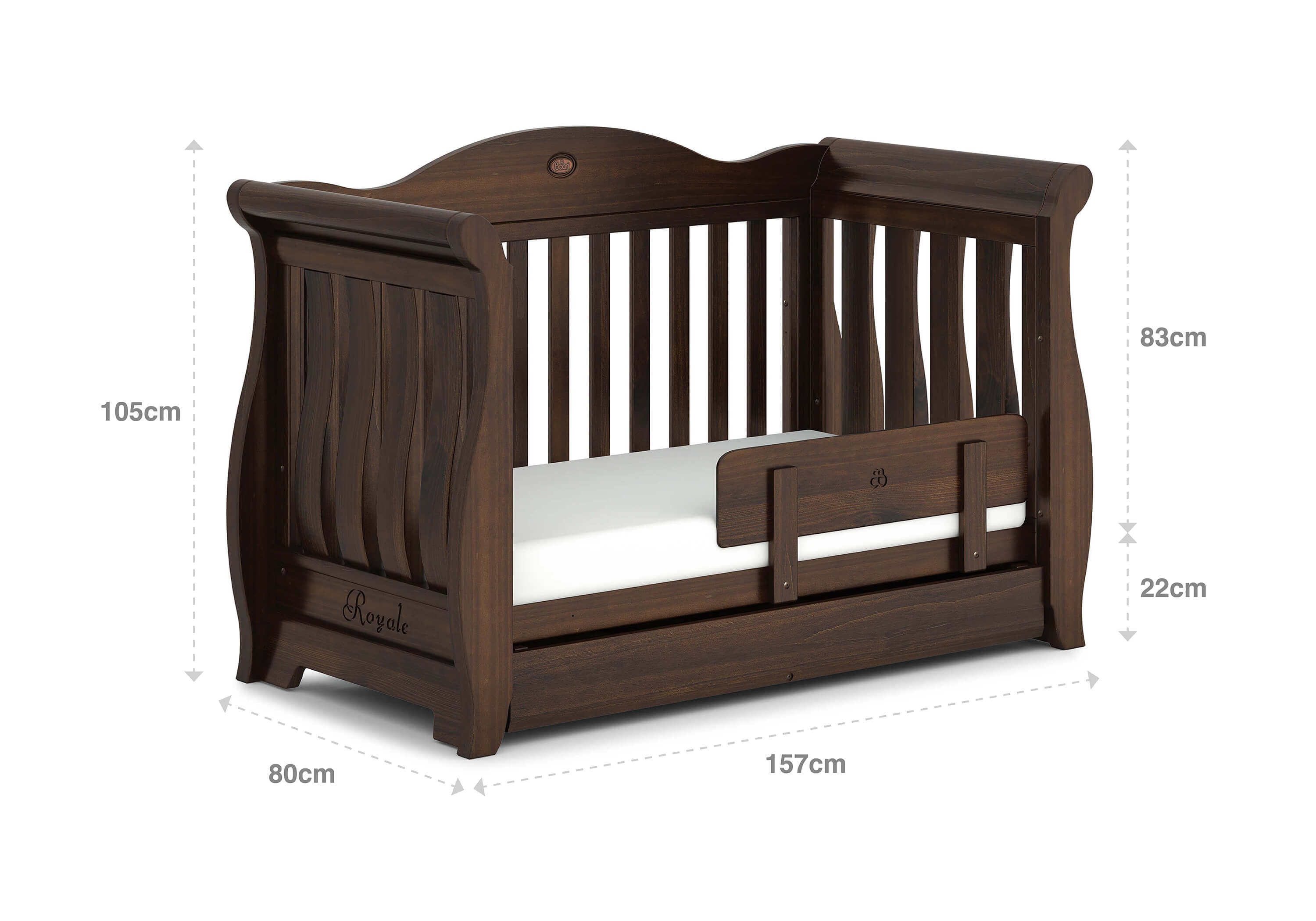 Boori Sleigh Royale Cot Bed - Coffee