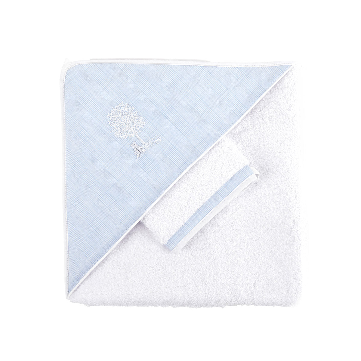 Theophile & Patachou the Hooded Towel and the Matching Glove - Sweet Blue