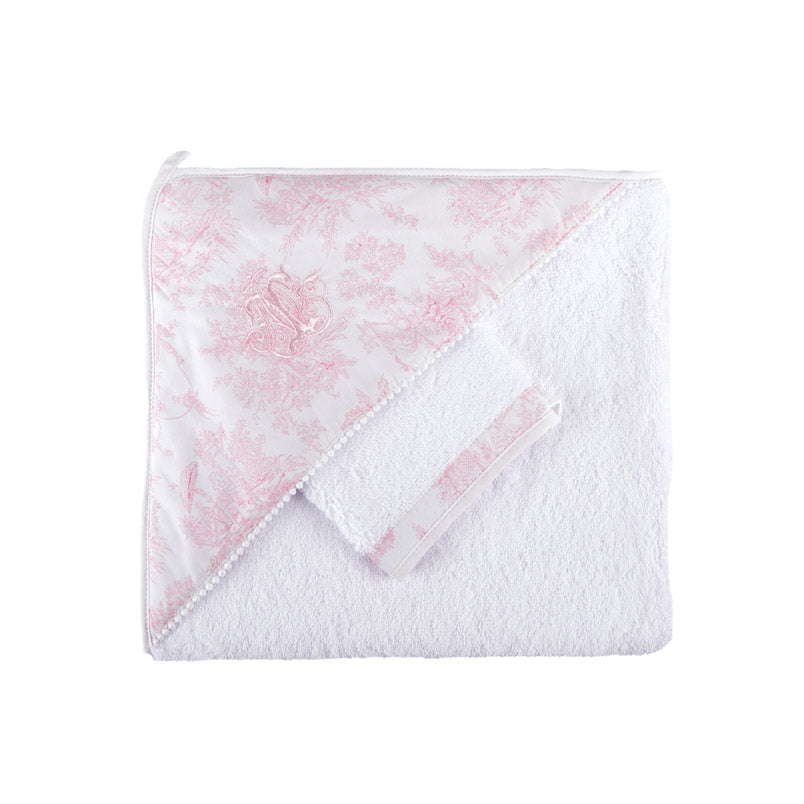 Theophile & Patachou The Hooded Towel and The Matching Glove - Sweet Pink