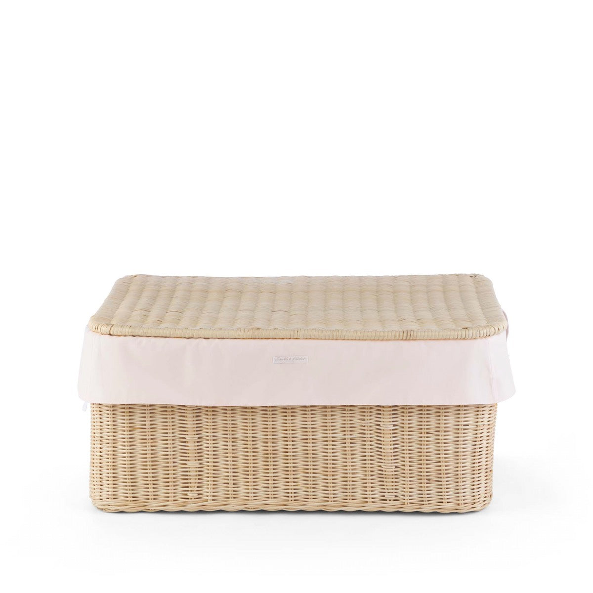 Theophile & Patachou Small Natural Wicker Toy Box and Cover - Cotton Pink