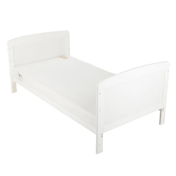 Cuddleco Juliet Cot Bed White + Mother&Baby White Gold Anti-Allergy Pocket Sprung Cot bed Mattress