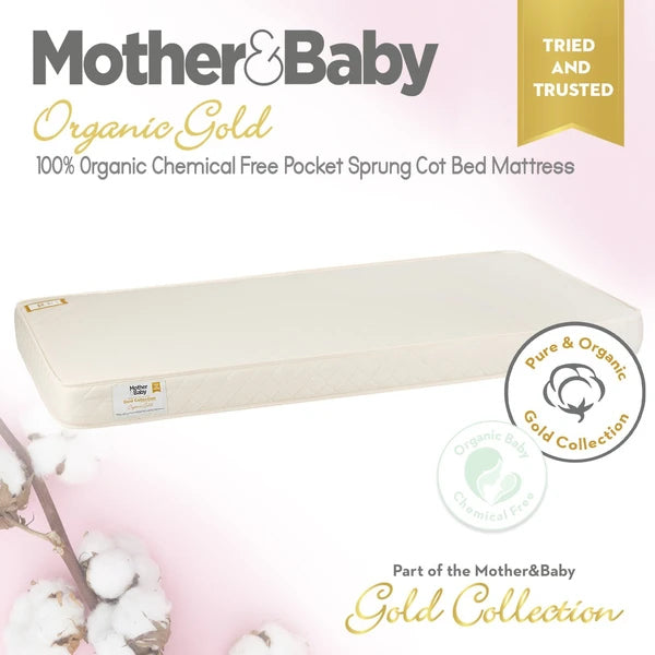 Cuddleco Juliet Cot Bed Dove Grey + Mother&Baby Organic Gold Chemical Free Cot Bed Mattress