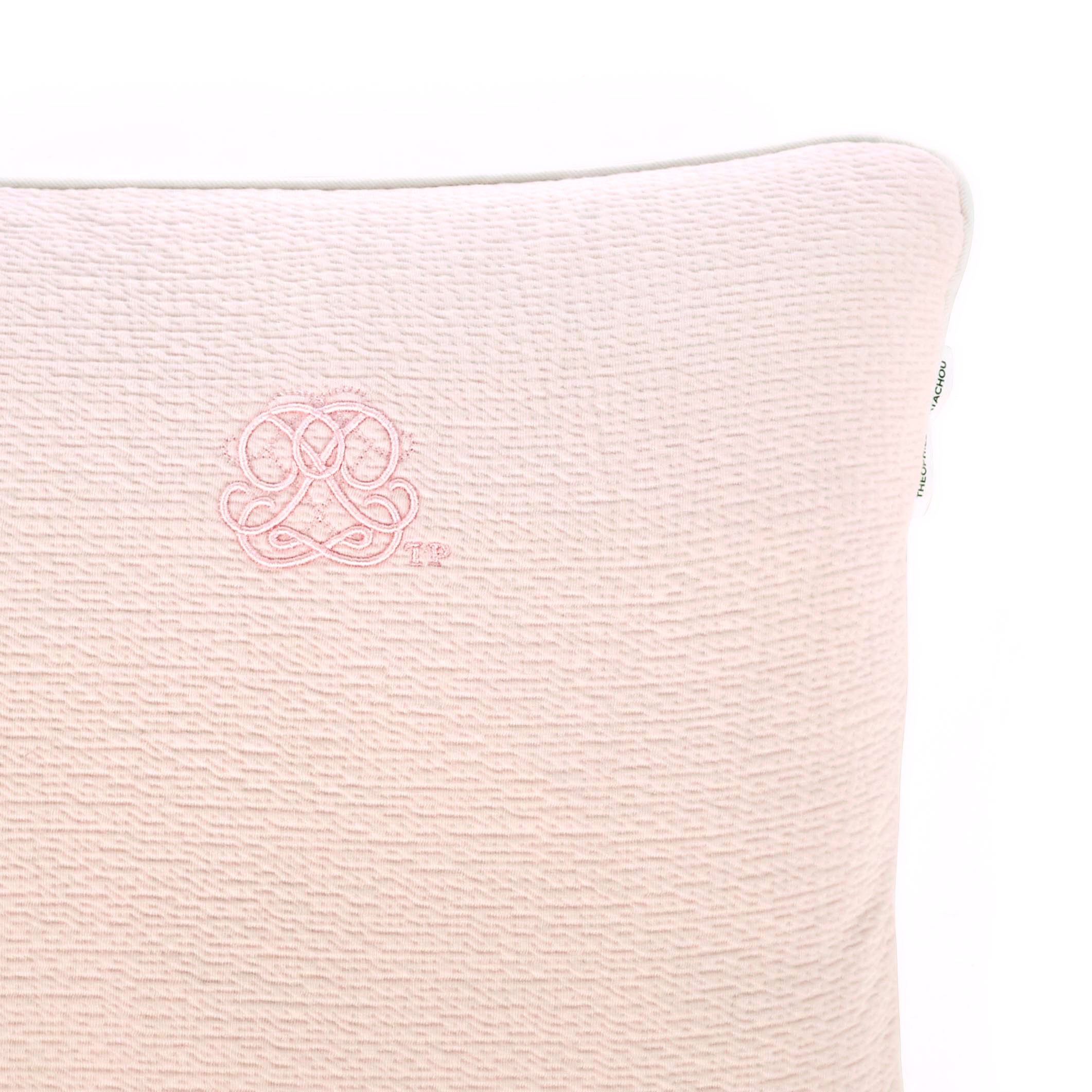 Theophile & Patachou Embroidered Cushion - Cotton Pink
