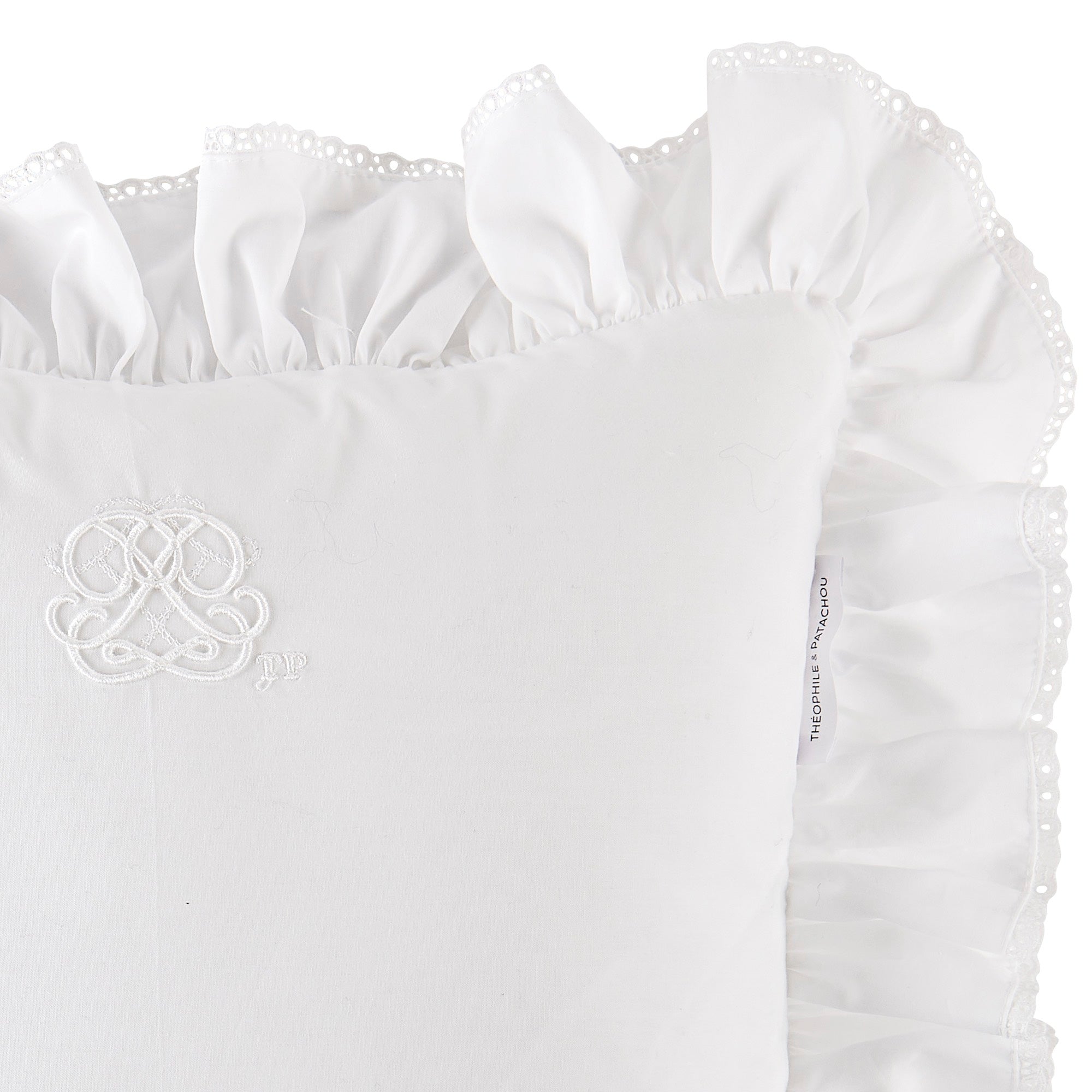 Theophile & Patachou Cushion with Flounce - Cotton White