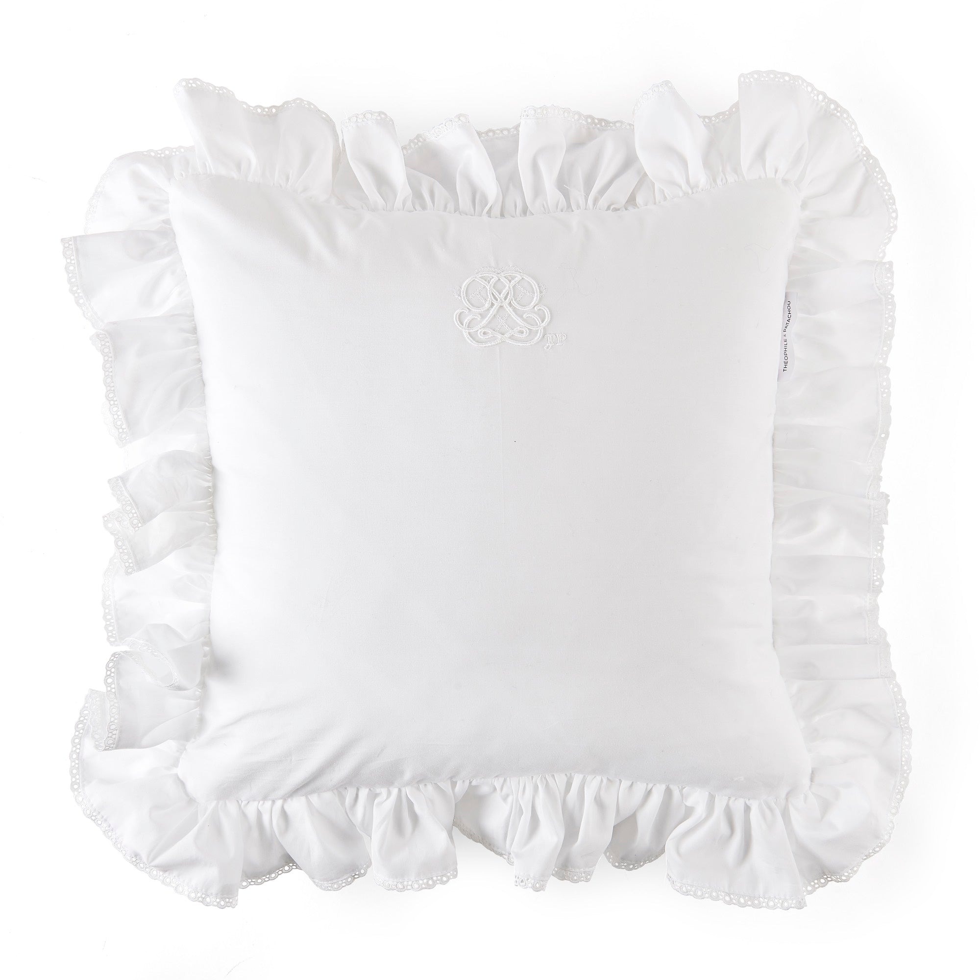Theophile & Patachou Cushion with Flounce - Cotton White