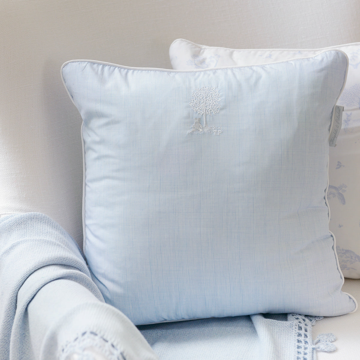 Theophile & Patachou Cushion with Button - Sweet Blue