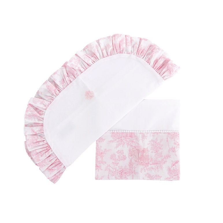 Theophile & Patachou Cradle Sheet and Pillowcase - Sweet Pink