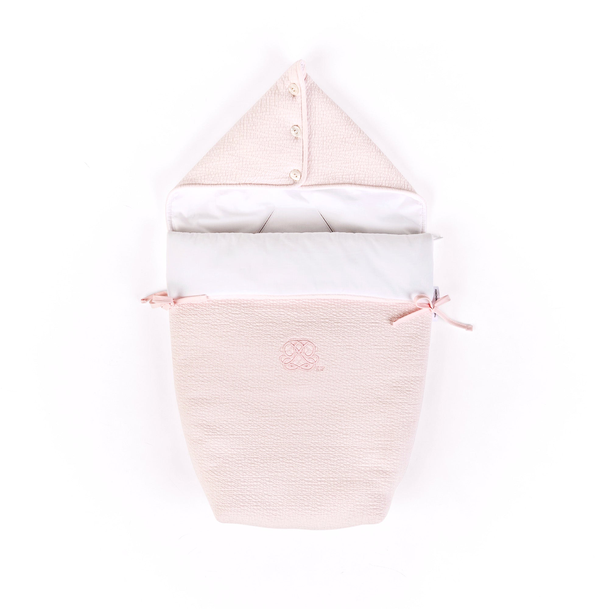 Theophile & Patachou Hooded Sleeping Bag with 3-Point Fixation - Cotton Pink