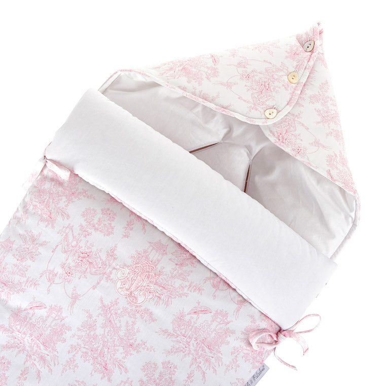 Theophile & Patachou Hooded Sleeping Bag for Car Seat “Pebble” - Sweet Pink