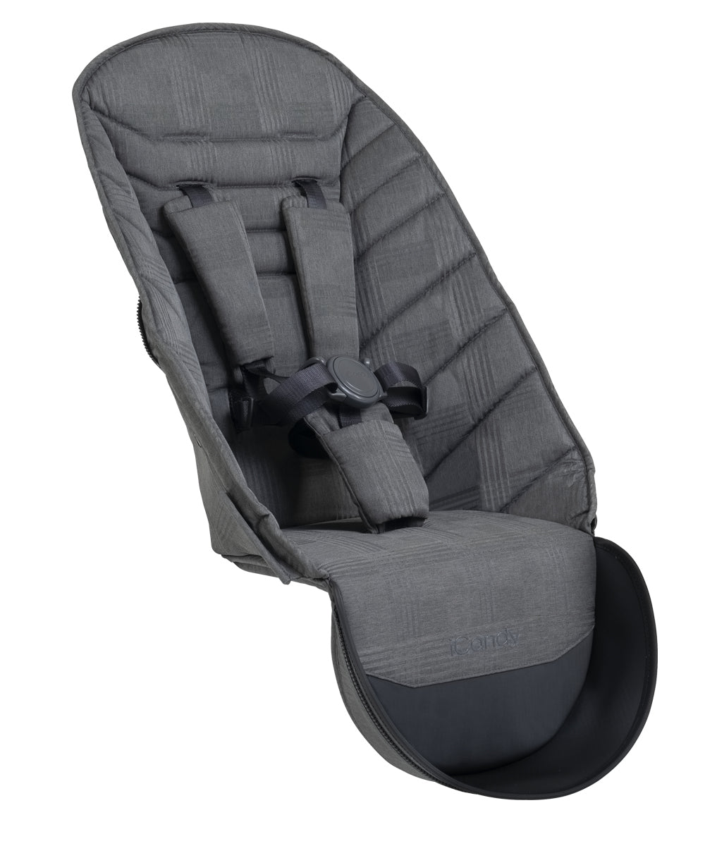 iCandy Peach 2nd Seat Fabric - Dark Grey Check