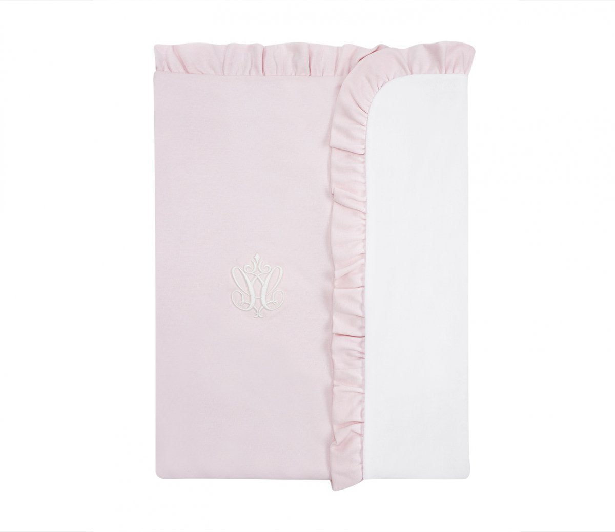 Blanket Double-Sided Baby Pink with Emblem and Frill