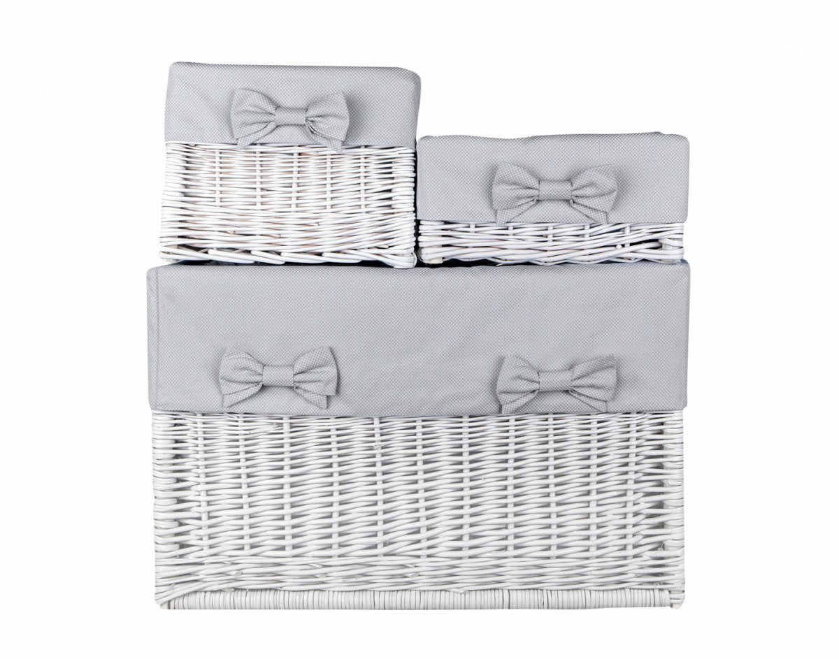 White Wicker Box with Grey Cube Liner