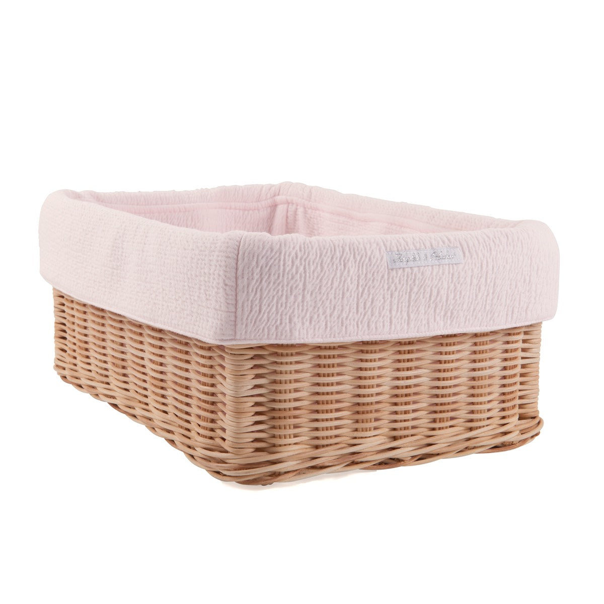 Theophile & Patachou Small Natural Wicker Basket and Cover - Cotton Pink