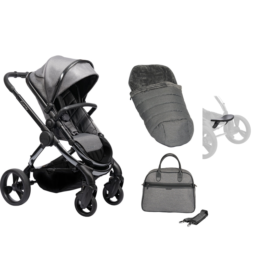 iCandy Peach Pushchair and Carrycot with Bag, Duo Pod & Ride-on Board