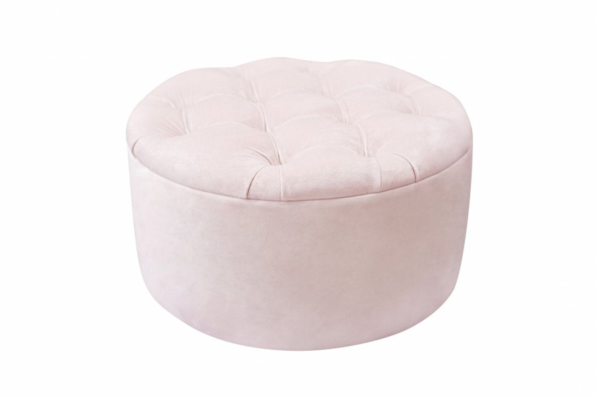 Quilted Pink Pouf Chesterfield