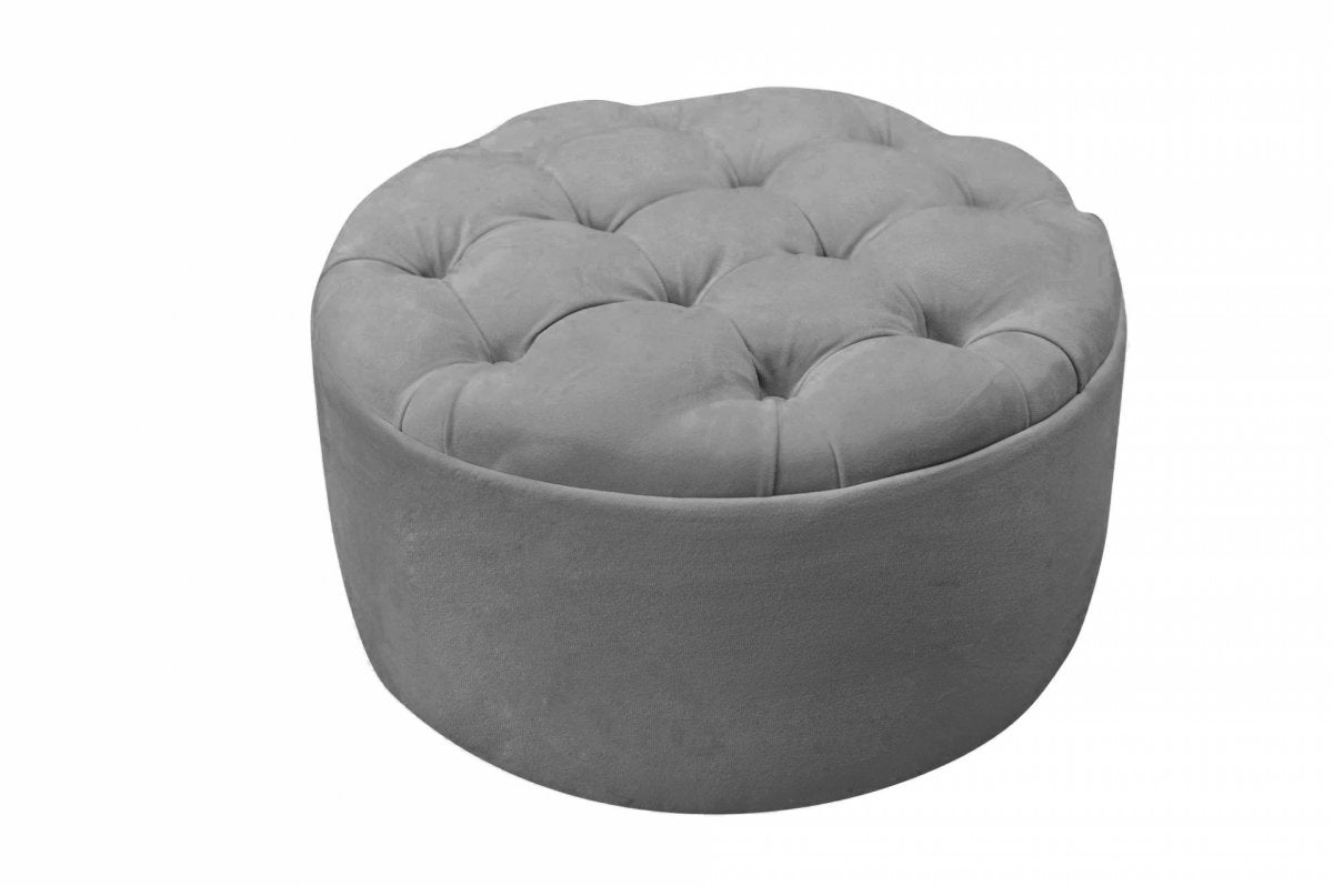 Quilted Anthracite Pouf Chesterfield