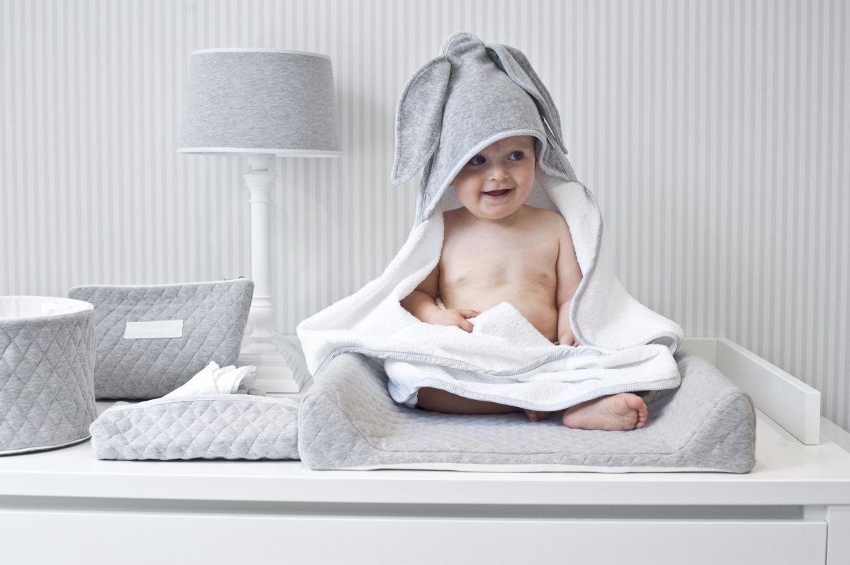Baby Towel Grey with Bunny Ears