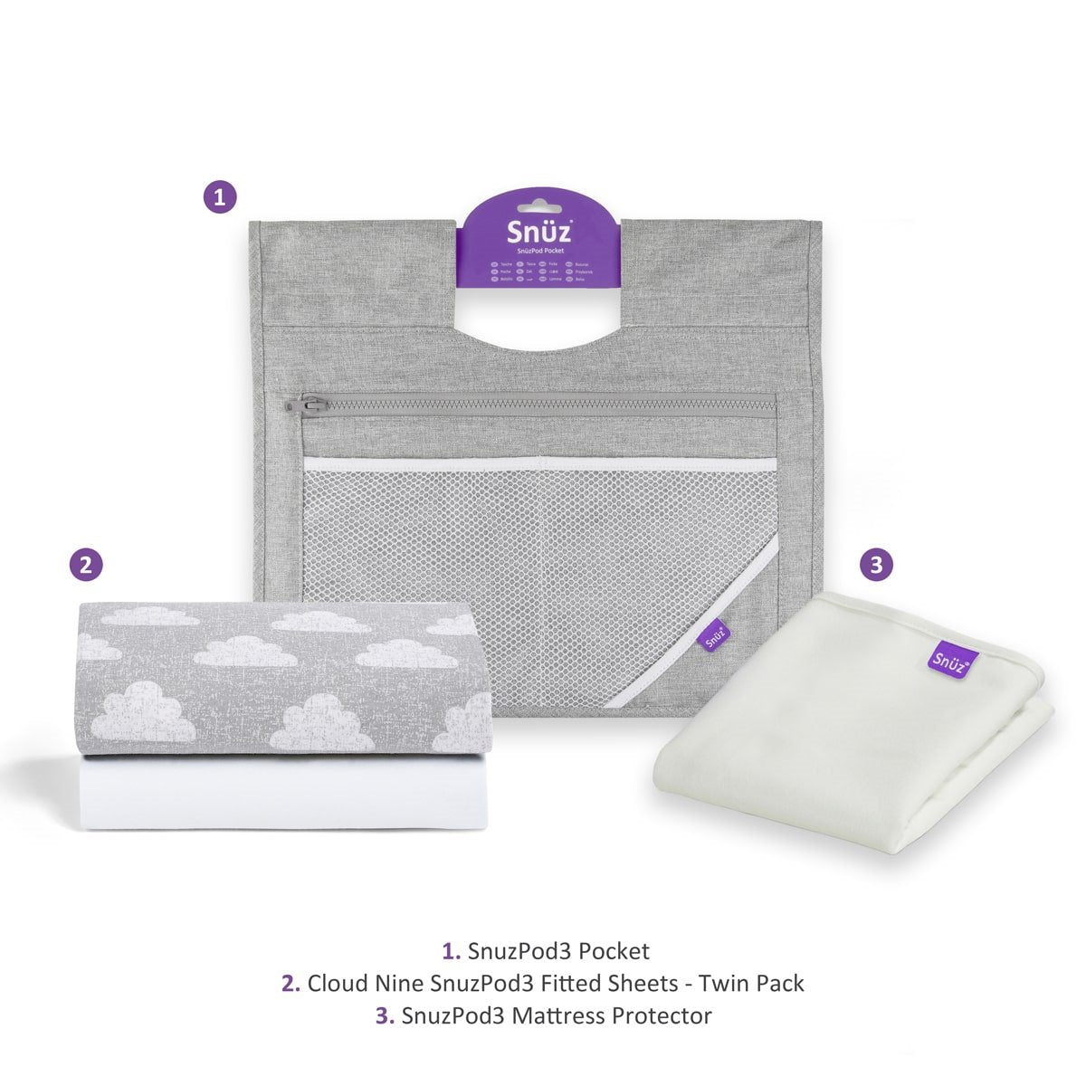 Snuz Essential Bundle Pack for SnuzPod - Grey