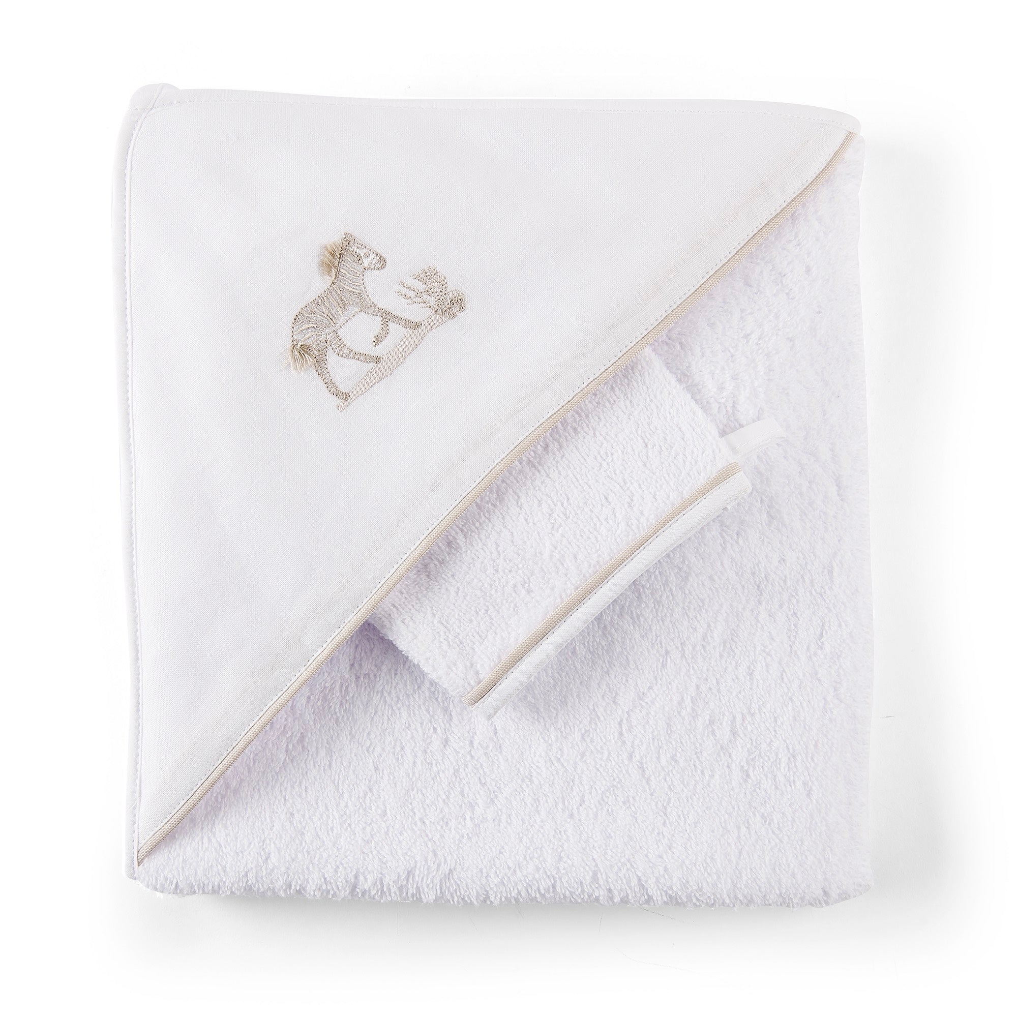 Theophile & Patachou Hooded Towel and Wash Glove Set- Safari