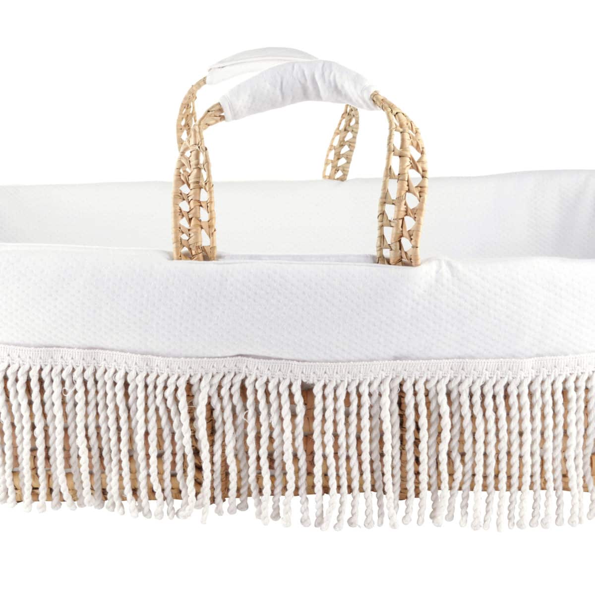 Theophile & Patachou Wicker Moses and Cover with White Fringes - Safari