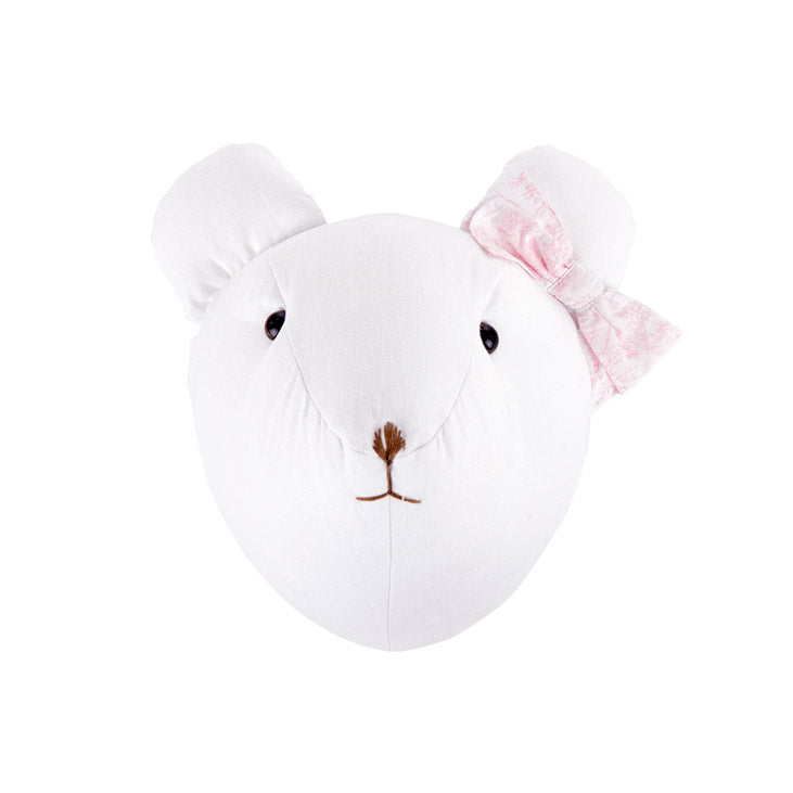 Theophile & Patachou Bear Trophy Head for Children’S Room - White / Pink
