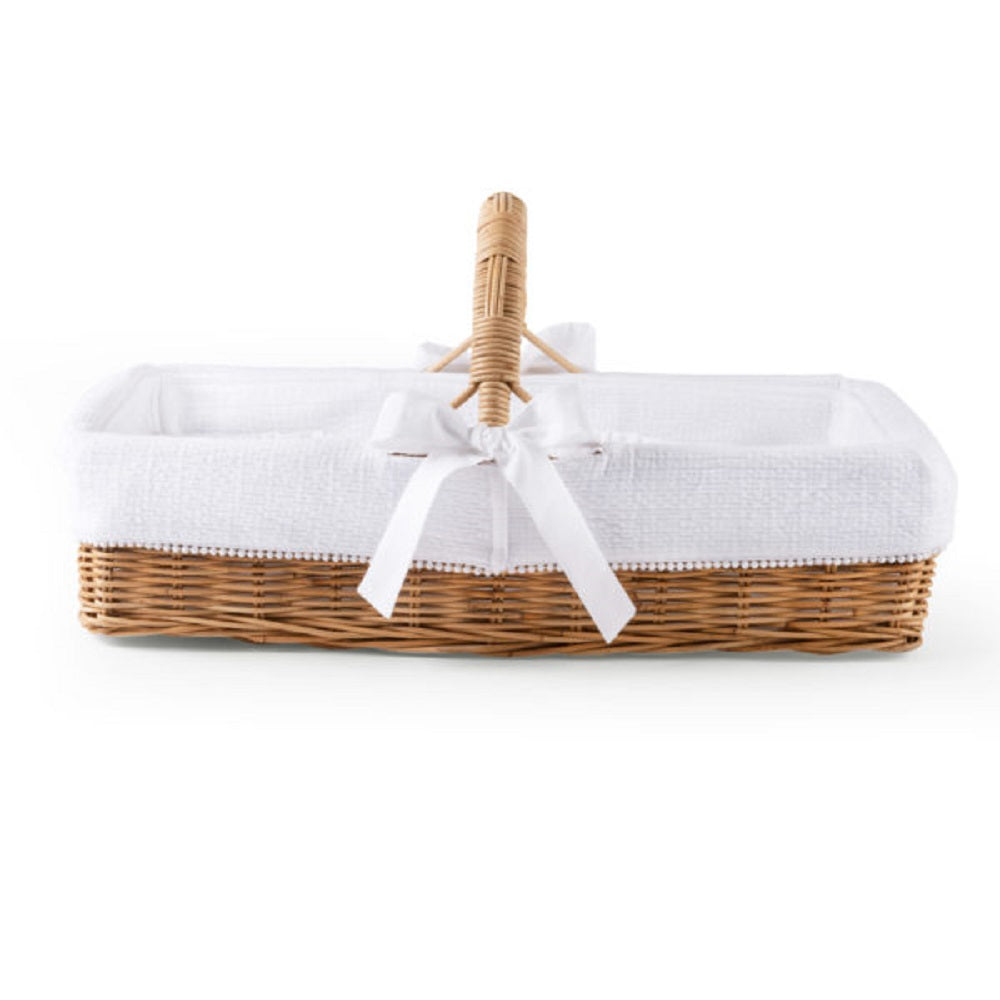 Theophile & Patachou Natural Wicker Care Basket with Handle - Cotton White