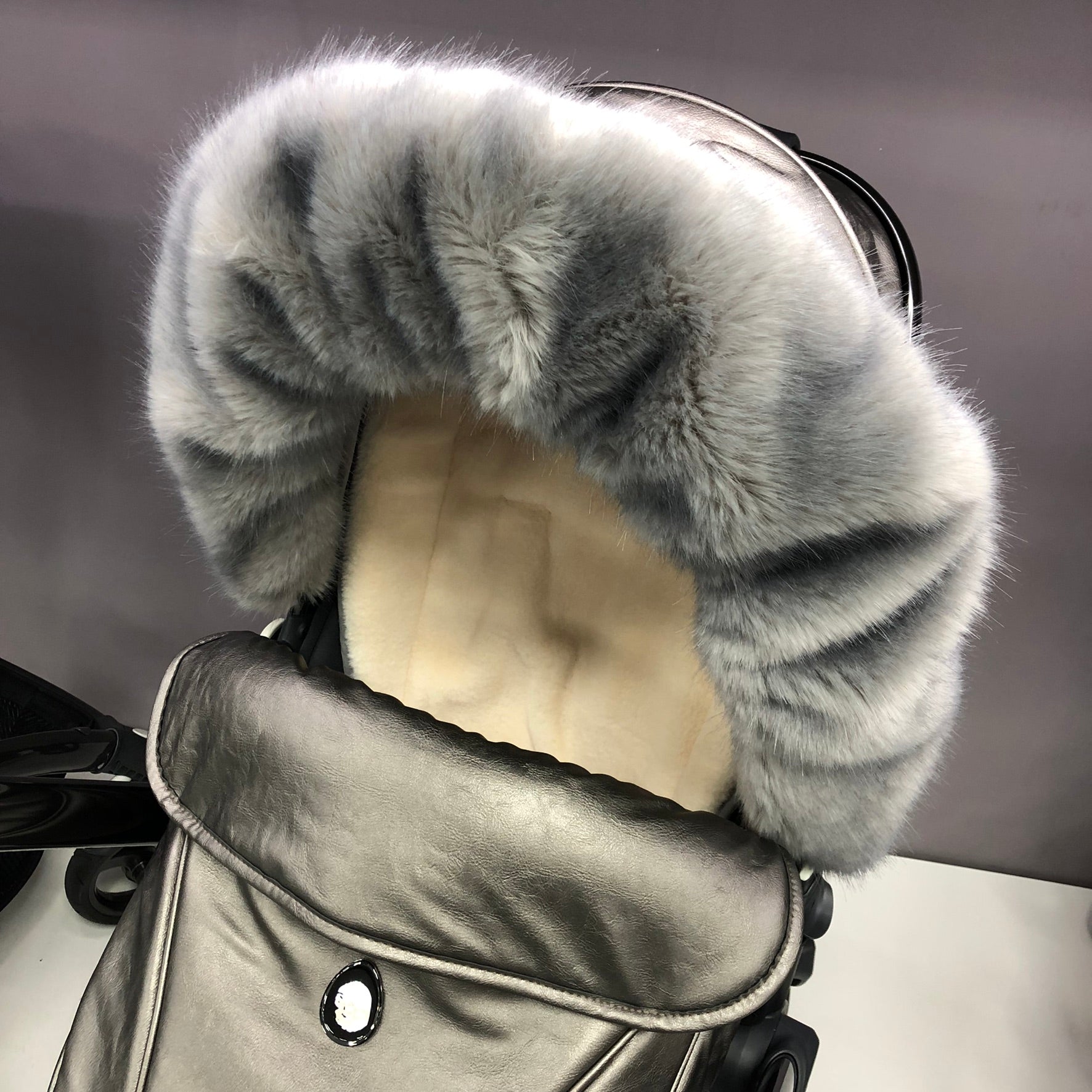 Adorable Tots Universal Hood-Mounted Fur - Grey