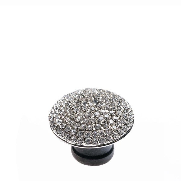 Romina Round Crystal Dome - Silver With White Stone