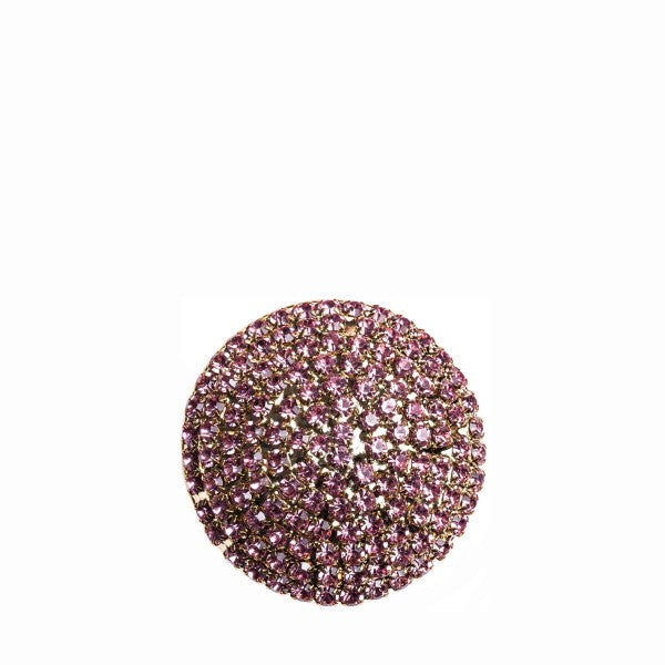 Romina Round Crystal Dome - Gold With Pink Stone